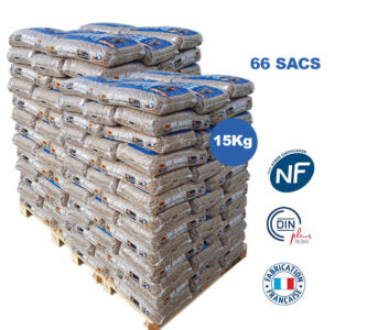 Pellets de madera premium Woodstock (DIN+/NF) - Palé de 66 sacos (990 kg)